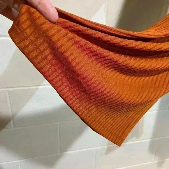 Calvin Klein Women Wide Leg Pants 2X Rust Ribbed Knit Pull on Loungewear Stretch - Picture 5 of 8